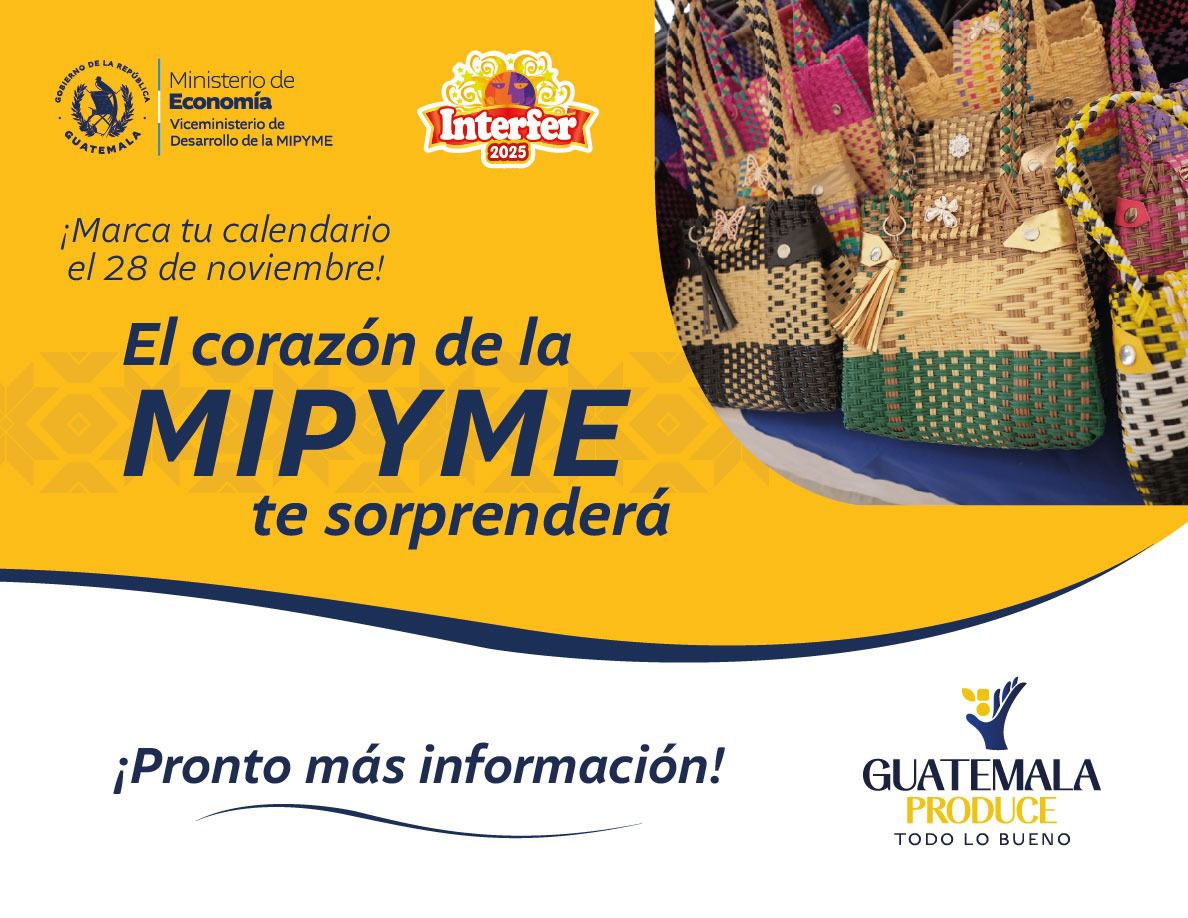VICEMIPYME's tweet photo. ¡Prepárate para vivirlo!
Este 28 de noviembre llega #INTERFER 2025, el punto de encuentro donde la innovación, el talento y la pasión de las MiPymes guatemaltecas laten con fuerza. ❤️ https://t.co/mi1iLoSVRV