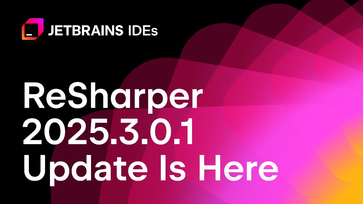 resharper's tweet image. ⚡ ReSharper 2025.3.0.1 is out!
This update brings fixes for a couple of critical issues pertaining to stability and usability of the latest ReSharper release.

You can download the latest build here: jetbrains.com/resharper/down…