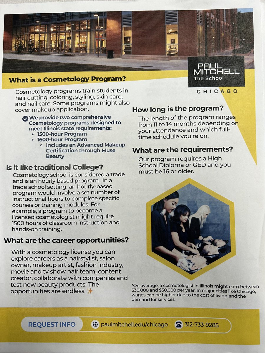 Thank you <a href="/PaulMitchellUS/">Paul Mitchell</a> cosmetology school for participating in our latest den speaker series! A great group of kids now know what it takes to get into this growing field. <a href="/CHSD94/">Community HS Dist 94</a>