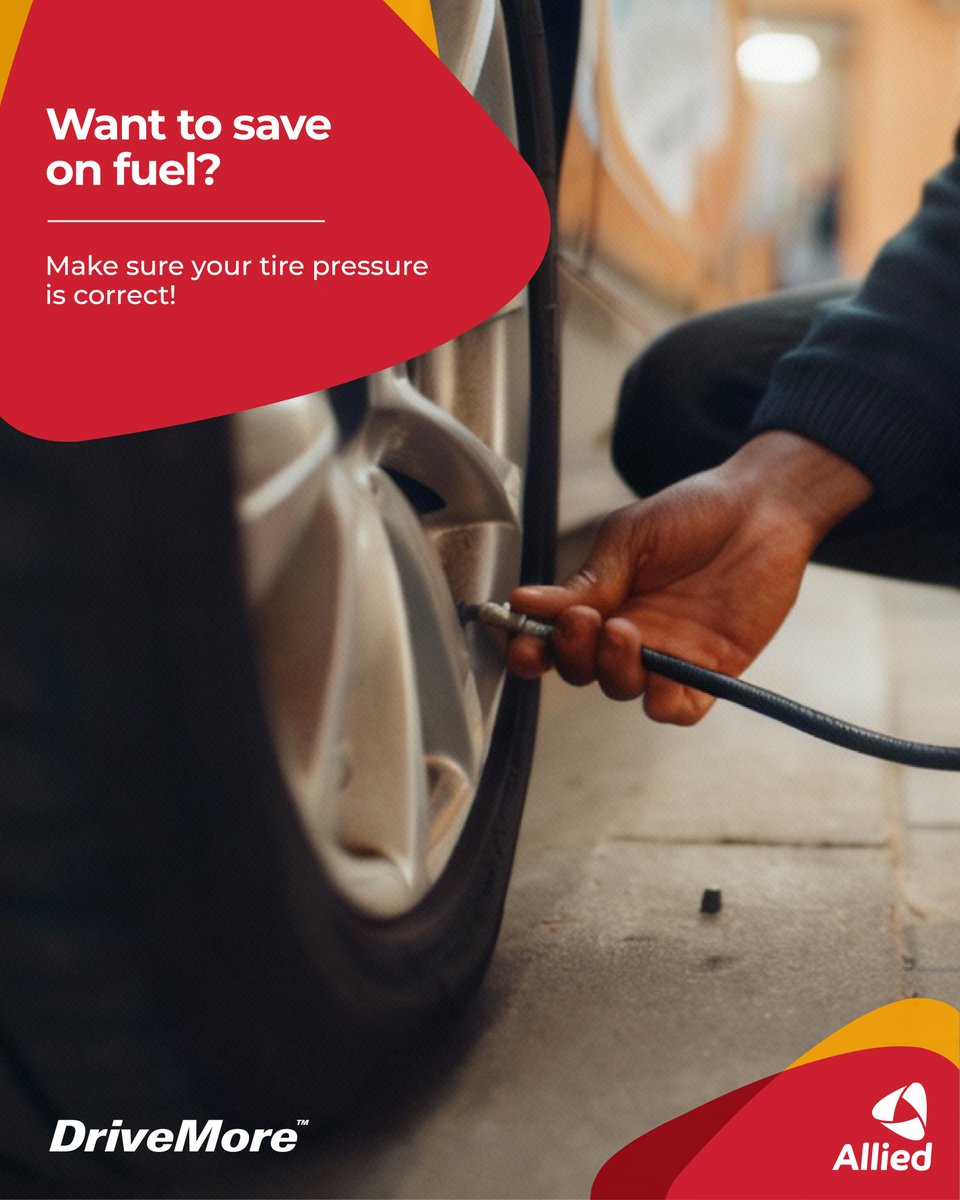 AlliedGhana's tweet photo. Check your tire pressure. Under-inflated tires drag down your fuel efficiency.#AlliedOil #AlliedGhana #EngineEfficiency #WithYouAllTheWay https://t.co/v5bFU1N1nB