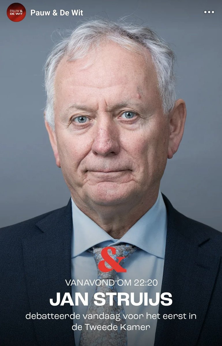 22:20 uur – <a href="/NPO1/">NPO 1</a> 
Vanavond is <a href="/JanStruijs/">jan struijs</a> te gast bij <a href="/pauwendewit/">Pauw & De Wit</a>. Eerder vandaag sprak hij namens 50PLUS voor het eerst in de Tweede Kamer. <a href="/2eKamertweets/">Tweede Kamer</a>
<a href="/50pluspartij/">50PLUS</a> <a href="/50PLUS_NH/">50PLUS Noord-Holland</a> <a href="/50Tilburg/">50pluspartij Tilburg</a> <a href="/PSZuidHolland/">zuidholland50plus</a> <a href="/50PLUSEHV/">50PLUS Eindhoven</a> <a href="/50PlusLimburg/">50Plus Limburg</a> <a href="/50plusDen/">50PLUS Den Haag</a> <a href="/50plusMst/">50PLUS Maastricht</a> <a href="/50PLUSGR/">50PLUS Groningen</a>