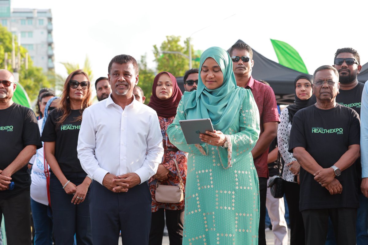 MoHmv's tweet image. Health Expo 2025 officially opened today at Central Park, Hulhumalé!
The event was inaugurated by First Lady @sajidhaamohamed, together with the Minister of Health @ANazim2019 and senior officials.

#HealthExpo2025 #MOH #HealthyGeneration