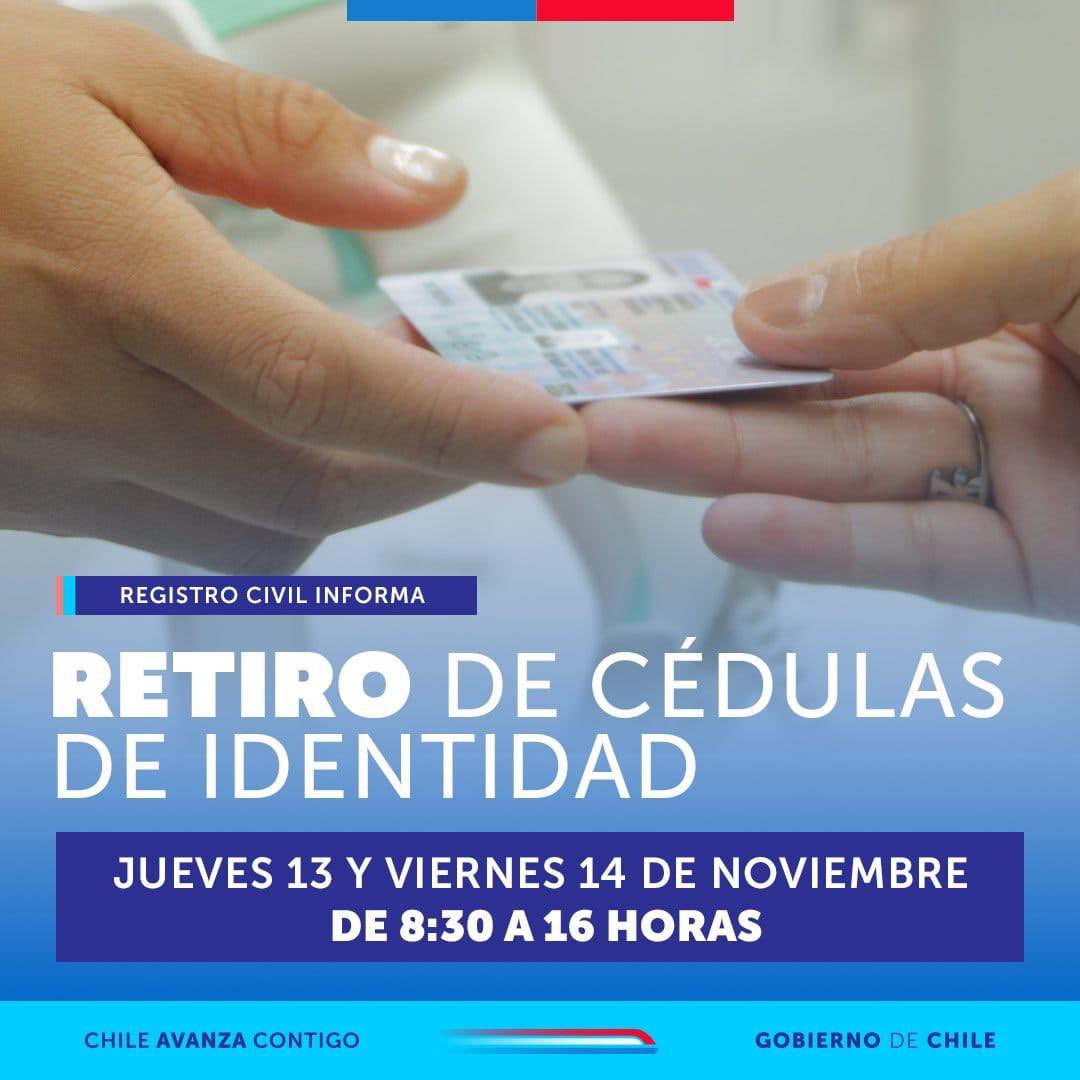 📢Recuerda, si renovaste tu cédula de identidad y aún no has las retirado, ten presente que las oficinas del <a href="/RegCivil_Aysen/">Registro Civil Aysen</a> se mantendrán abiertas de manera excepcional hasta las 16:00 horas hoy jueves y mañana viernes.