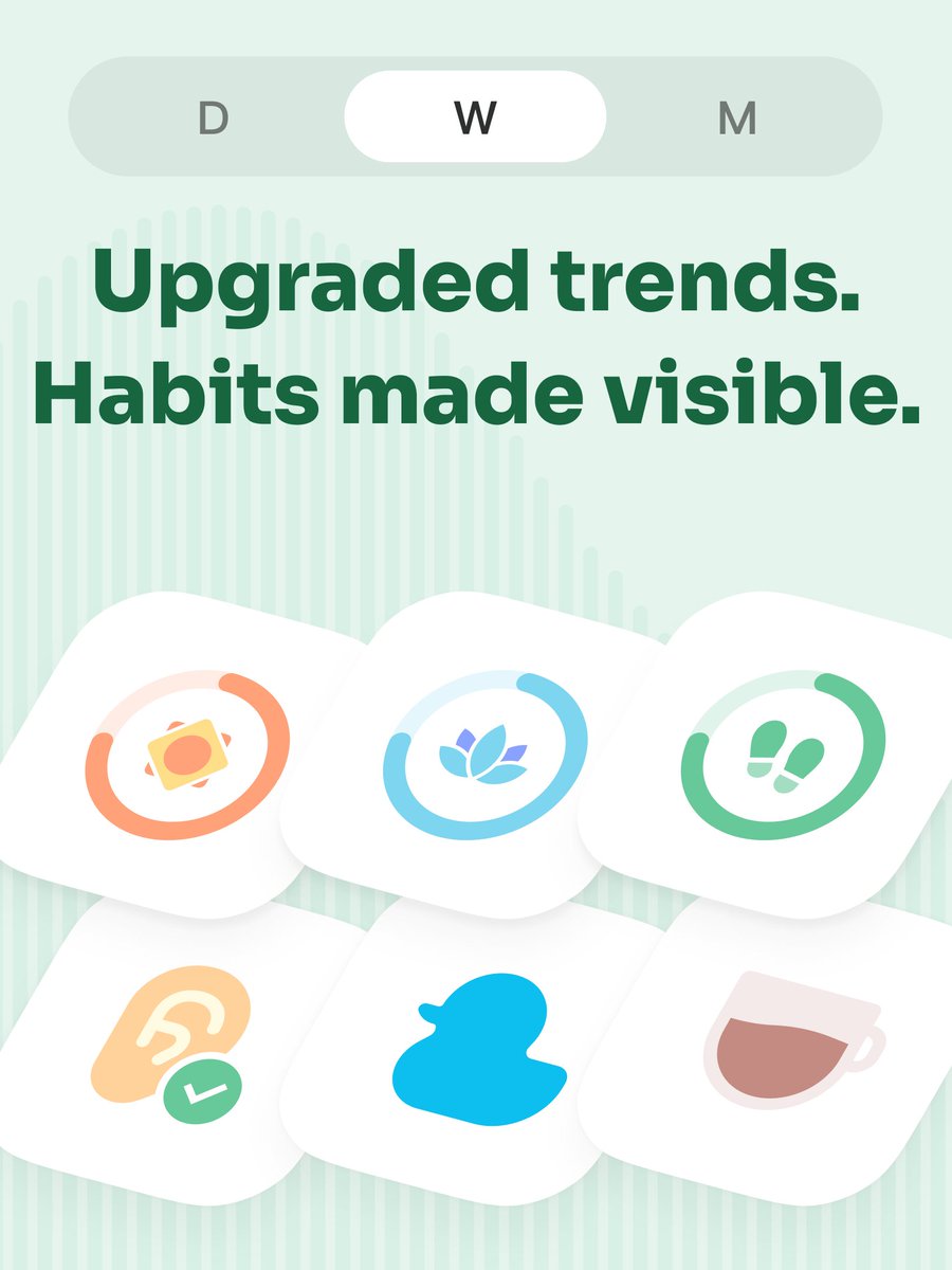 StressWatchapp's tweet photo. StressWatch Habit Trends Update
Better sleep, calmer moods, steadier energy. 
Check your new Trends view in Actions and see how your small efforts add up 🌿
#StressWatch #DailyBalance #SelfCare https://t.co/7Ij5CR7vxB