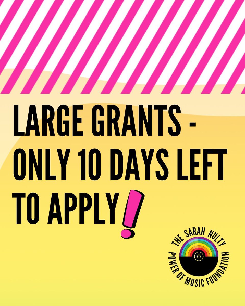 bemorenulty's tweet image. 🚨 ONLY 10 DAYS TO GO! 🚨 Applications for our 8th round of large grants close Sunday 23rd November 2025 - DON&apos;T MISS OUT! 

We’re offering grants up to £2000 to support individuals &amp;amp; organisations in Sheffield who use music to improve lives ➡️ …arahnultypowerofmusicfoundation.co.uk/our-grants 🎵