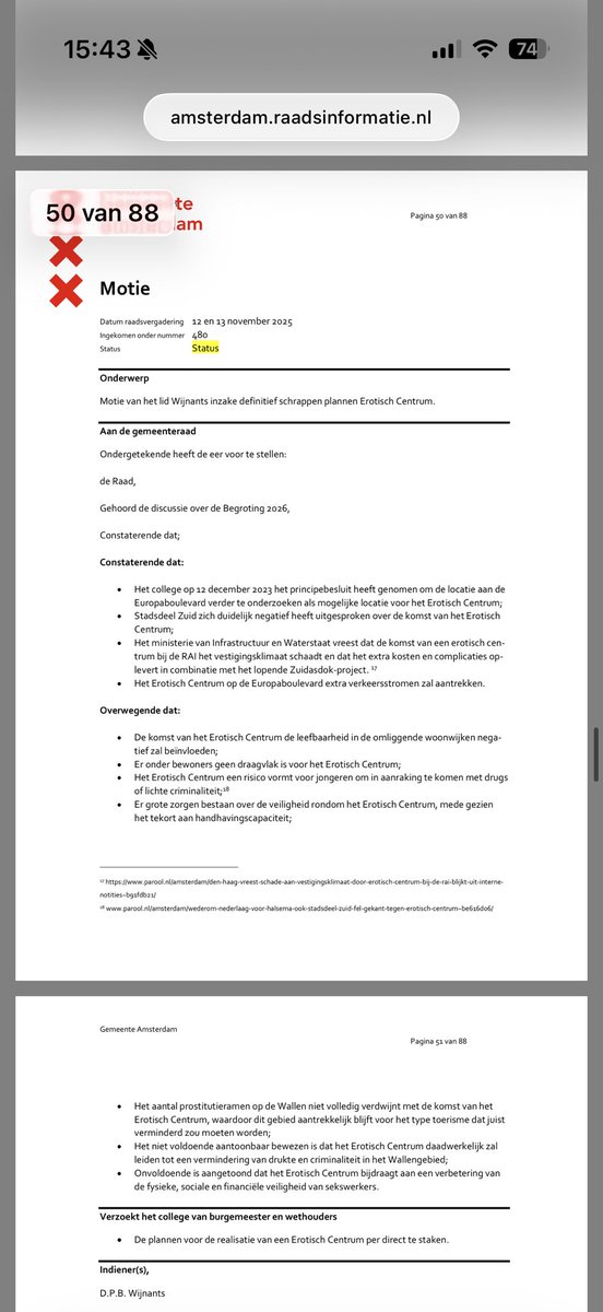 Waar D66 in hun verkiezingsprogramma  claimt te willen stoppen met het Erotisch Centrum in Zuid, stemmen ze tegen mijn motie om dat nú te doen.

D66 gaat het Erotisch Centrum in Zuid dus niet tegenhouden! 

Alleen de VVD zet zich definitief in tegen het EC.