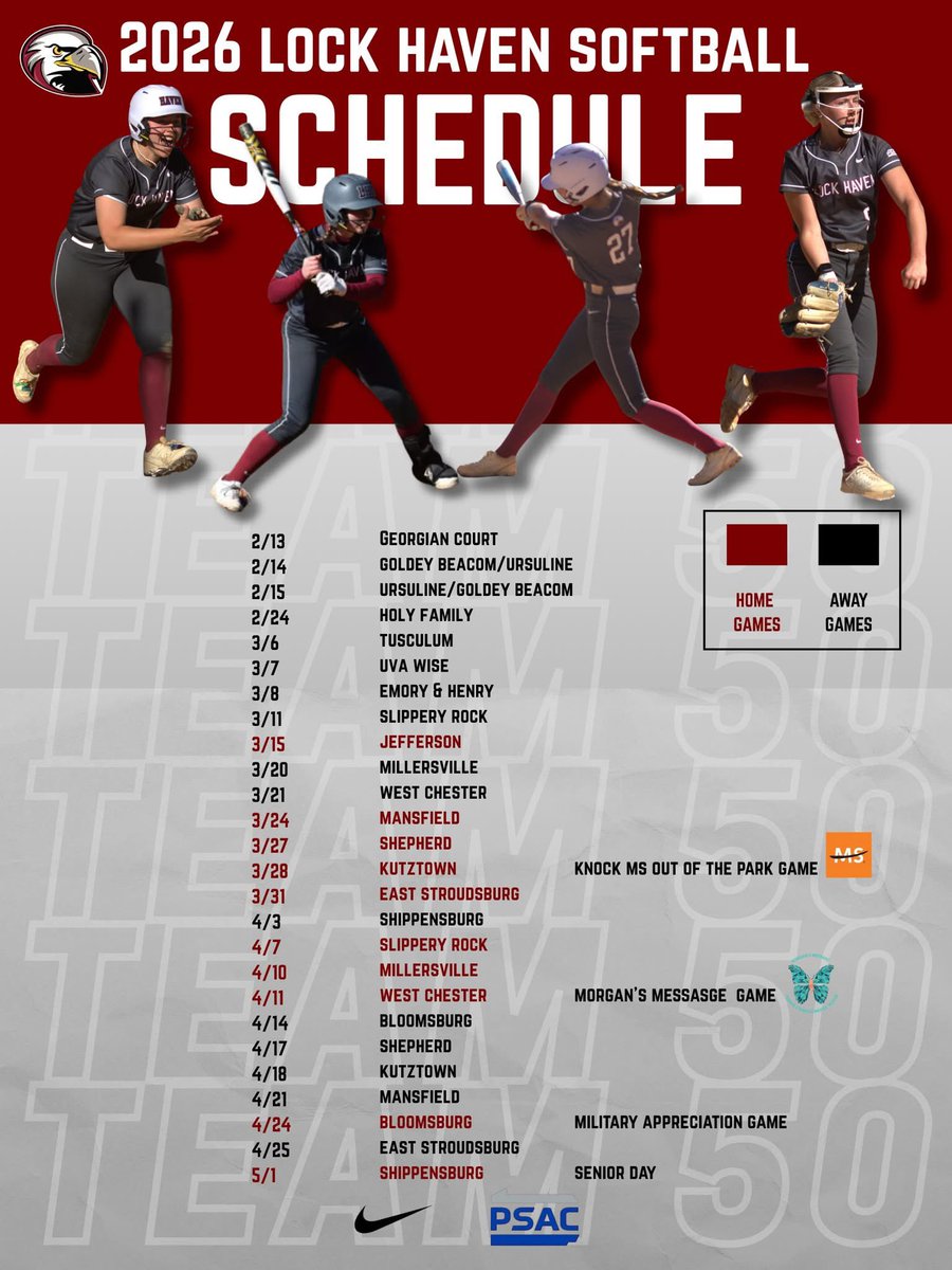 2026 Schedule!!! 

Below is the schedule for TEAM 50! We are excited for the upcoming season!!