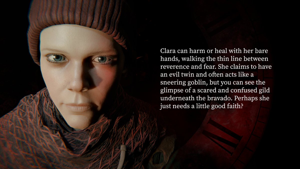 Today, how about we talk about Clara the Changeling — the third protagonist in the series, yet to get her own game (if Pathologic 3 sells, that is).

How do you think her mysterious powers will affect the Town in Pathologic 3? Will they join forces to confront the plague?