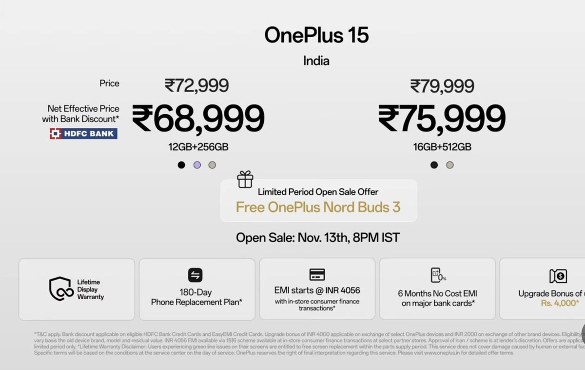 TechyPathshala's tweet image. The OnePlus 15 has officially launched in India, and here’s the pricing 
What are your thoughts on it?