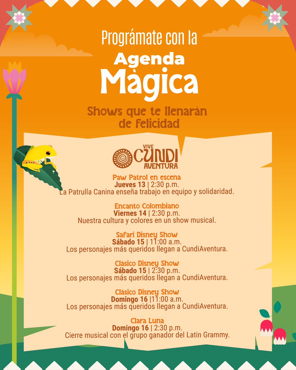 1En CundiAventura, los visitantes disfrutarán de presentaciones artísticas, shows musicales y actividades educativas que celebran el orgullo de ser niños, jóvenes y familias cundinamarquesas. 🎶 Ven a #CundinamarcaFest y vive la siguiente aventura.