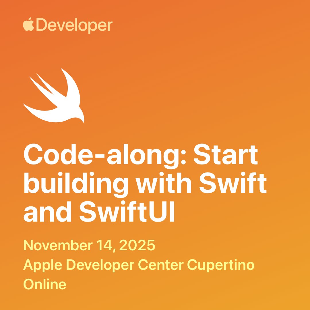 AppleEDU's tweet image. Code along with an Apple expert and learn the fundamentals of app development with Swift and SwiftUI. Join this online session and build an interactive app interface. Register today: apple.co/code-along