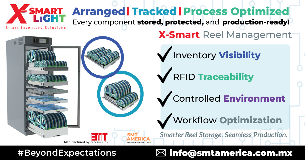 SMTLegacy's tweet image. ⚙️Arranged. Tracked. Process Optimized.
Smarter reel storage for smoother production — with X-Smart Light.
#XSmartLight #SMTAmerica #SmartInventory #ReelManagement #BeyondExpectations
