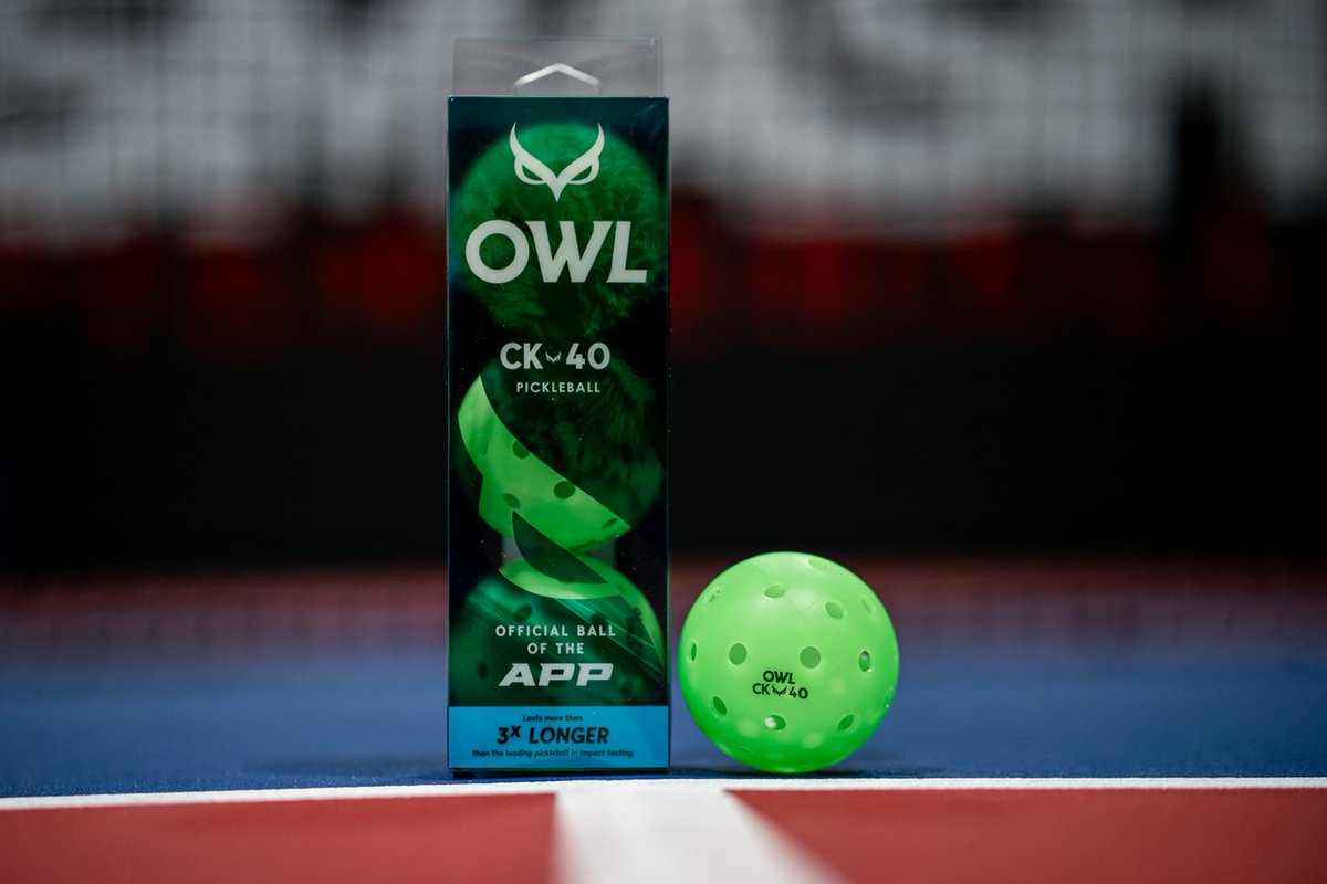 OwlPickleball's tweet image. Precision. Durability. Consistent Pro Performance.

From casual rec play to global professional elite level competitions, the CK40 delivers a true flight path, exceptional durability and consistent bounces - every game.

Trusted by clubs, coaches, and players across the world!