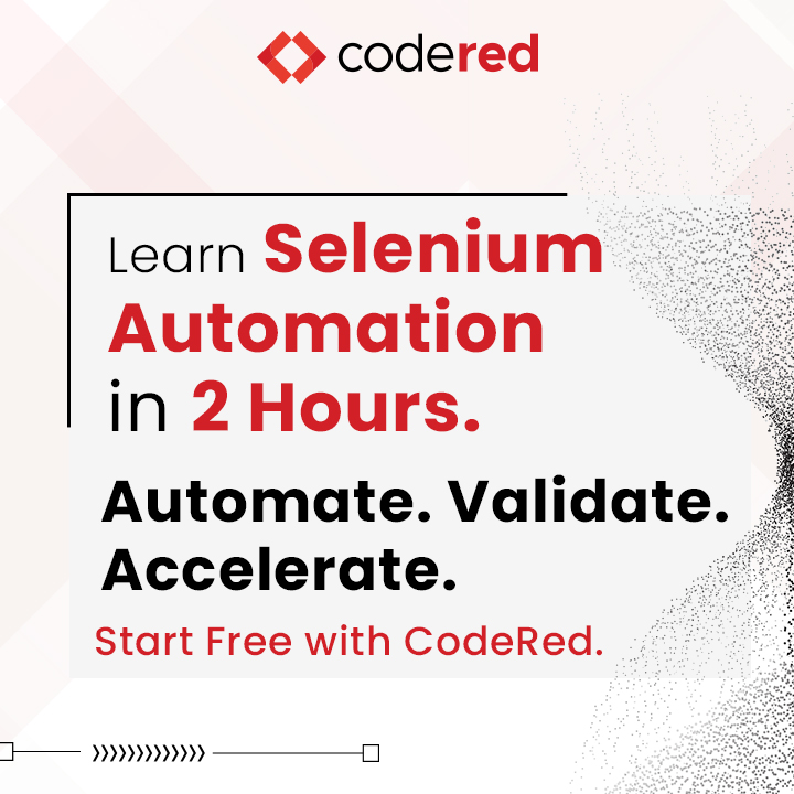 CodeRed_Pro's tweet image. Click less. Test smarter. 🚀
Master Selenium Automation Testing with our free course for beginners. and learn to automate clicks, sync your app, and handle dynamic elements like a pro.
💻 13 expert videos. 2 hours of online learning. No more manual testing!
👉 Start…