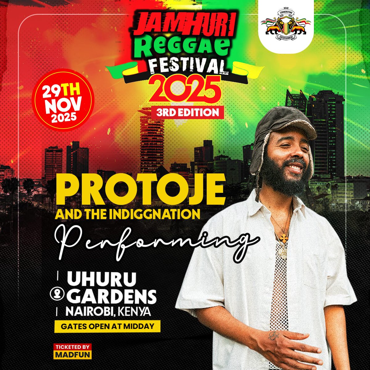 Pale Uhuru Gardens bigman Protoje aki perform hii tutakua tunatokwa na machozi.
Remember to get your Jamhuri Reggae Festival tickets today.
gigs.madfun.com/event/470