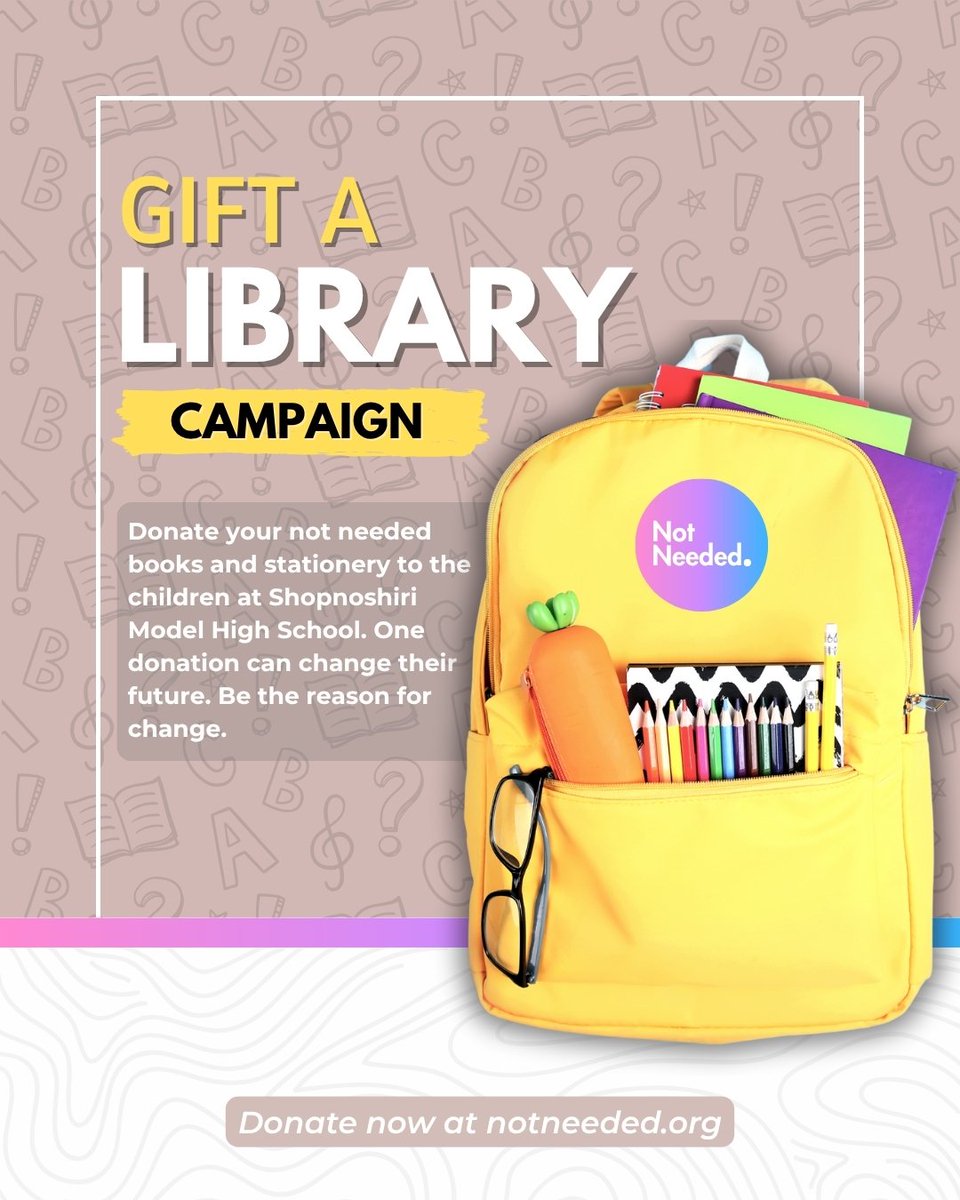 notneeded_wg's tweet image. Your not needed books and stationery can open a world of possibilities for the kids at Shopnoshiri Model School. Donate today and help us create a library filled with opportunity and hope.

Learn more and join at notneeded.org ✨

#LiveLight #NotNeeded #GiftAlibrary