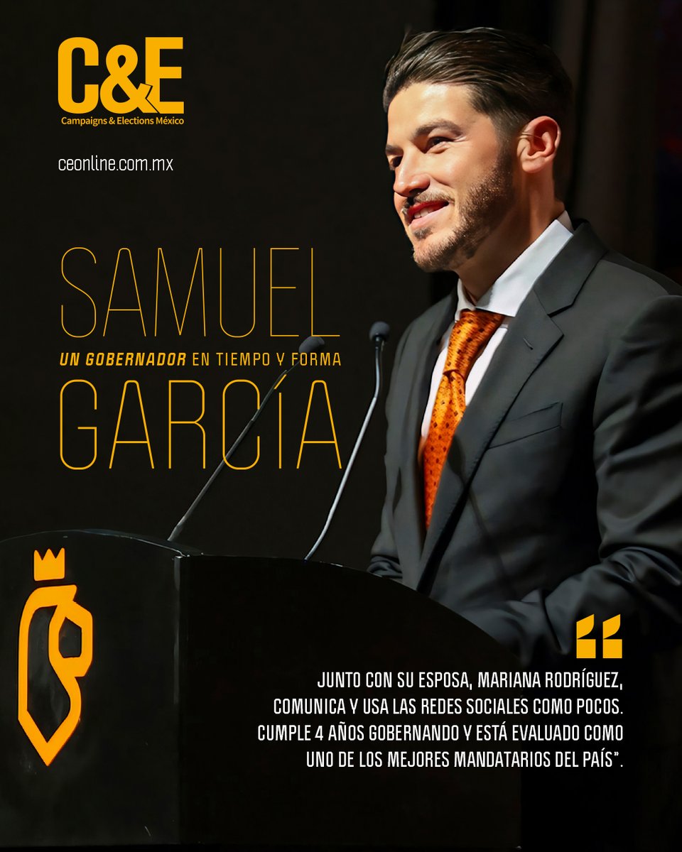 #EnPortada 📰 #Noviembre2025

🙋🏻‍♂️ SAMUEL GARCÍA <a href="/samuel_garcias/">Samuel García</a>

UN GOBERNADOR EN TIEMPO Y FORMA 💪🏼

👩🏼‍🤝‍👨🏻 Junto con su esposa, Mariana Rodríguez <a href="/marrdzcantu/">Mariana Rodriguez Cantu</a>, comunica y usa las redes sociales como pocos.
Cumple 4 años gobernando y está evaluado como uno de los mejores mandatarios