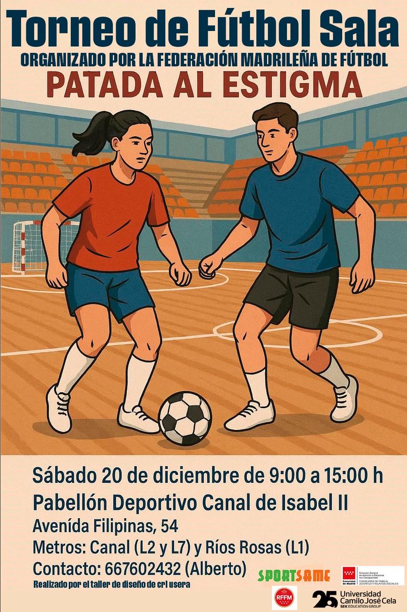 Vuelve nuestro torneo “Patada al Estigma" en #SaludMental  el sábado 20 de diciembre de 2025 de 9:00h a 15:00h en el Pabellón de las Instalaciones deportivas de Canal. Gracias amigos de la <a href="/RFFM_oficial/">RFFM</a> por hacerlo posible 😊