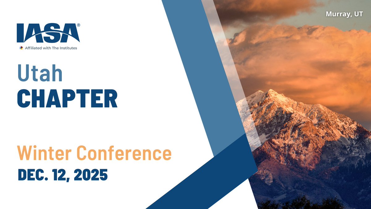 Join us for the IASA Utah Chapter Winter Conference on Friday, December 12, at EMI Health in Murray.
👉 Register today! bit.ly/3X4f5nn

#InsuranceEducation #CPE #UtahInsurance