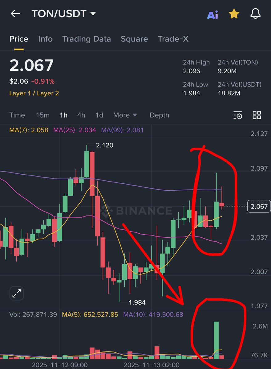 0xdamx's tweet image. BREAKING: $TON printed a massive buy volume candle on Binance right after the news of Pavel Durov’s ban being lifted. 

Momentum is clearly shifting and the market reacted instantly 👀