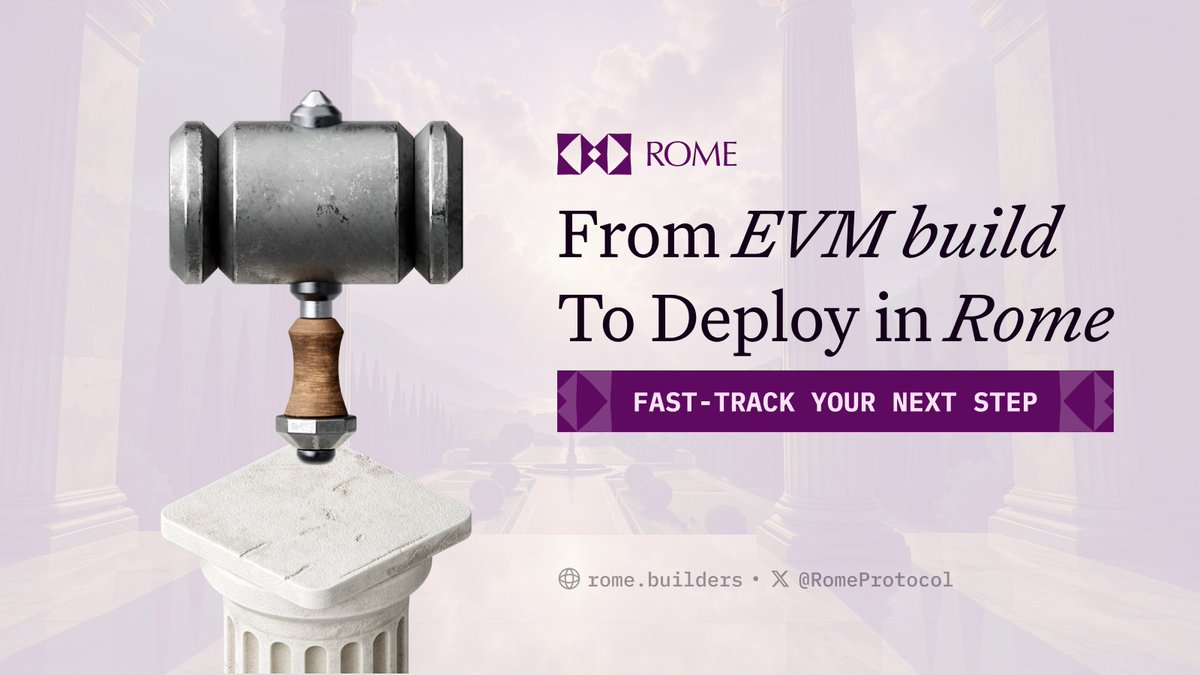 🏛️ Devs, what’s the coolest thing you’ve built on EVM?

🔗 Drop a link or screenshot
🧠 Add a 1-liner on what it does
⚡ Now imagine it on Rome EVM: same Solidity, new speed &amp; atomic composability

🛠️ Let’s deploy.
👉 More info: docs.rome.builders/rome-evm
