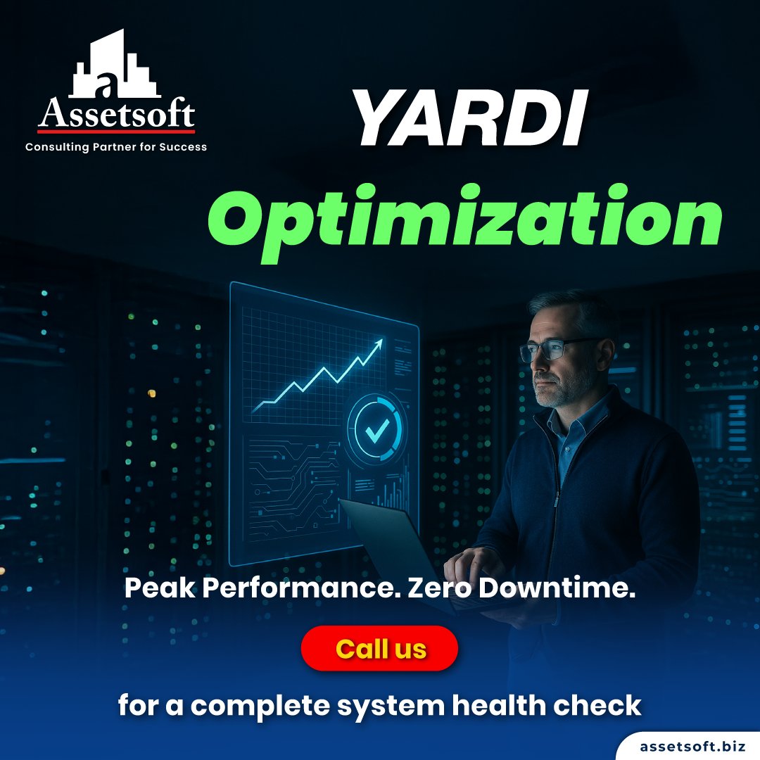 AssetSoft's tweet image. Keep @Yardi  running at peak performance.
Call Assetsoft for a full system check.

#Assetsoft #YardiOptimization #SystemHealthCheck #PropTech #YardiExperts #DigitalTransformation #RealEstateTechnology