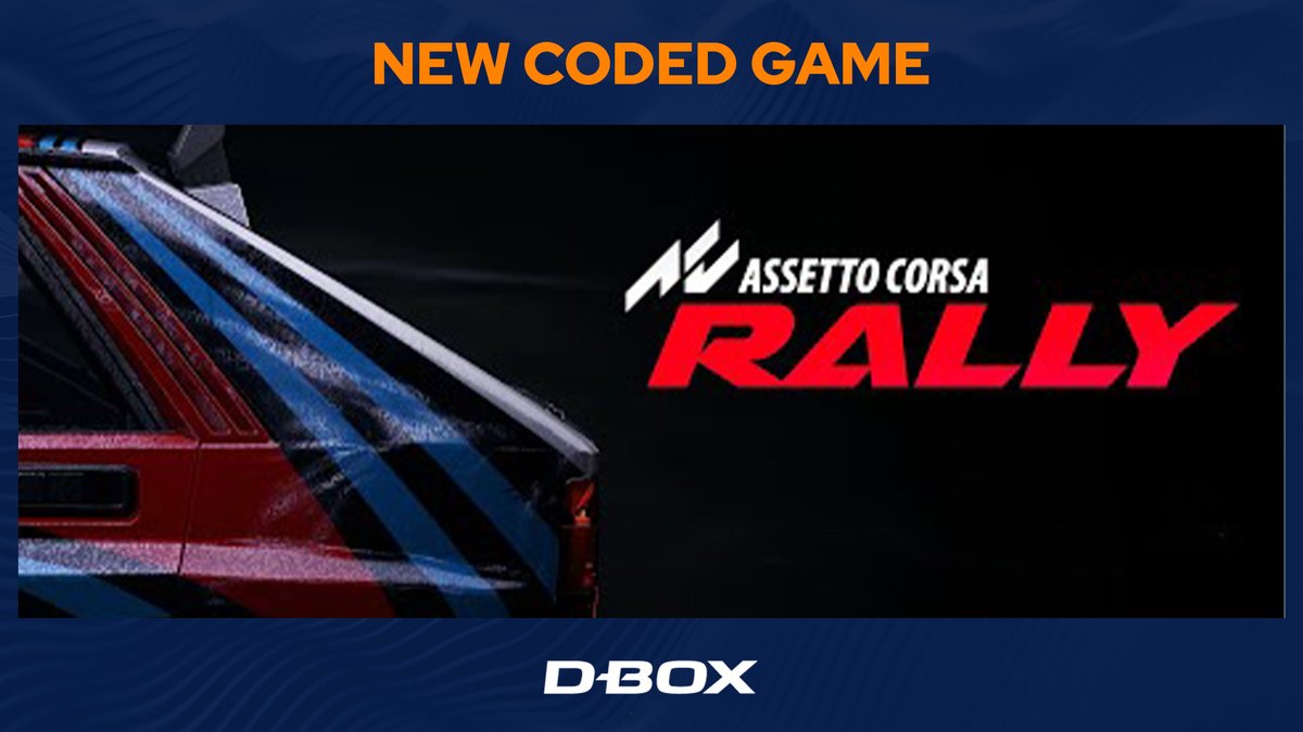 Assetto Corsa Rally is now available in Early Access in HaptiSync Center!
Strap in and enjoy the ride.
//
Assetto Corsa Rally est maintenant disponible en accès anticipé dans le HaptiSync Center!
C'est le bon moment de l’essayer avec ton setup D-BOX. 
hubs.la/Q03SP2BS0