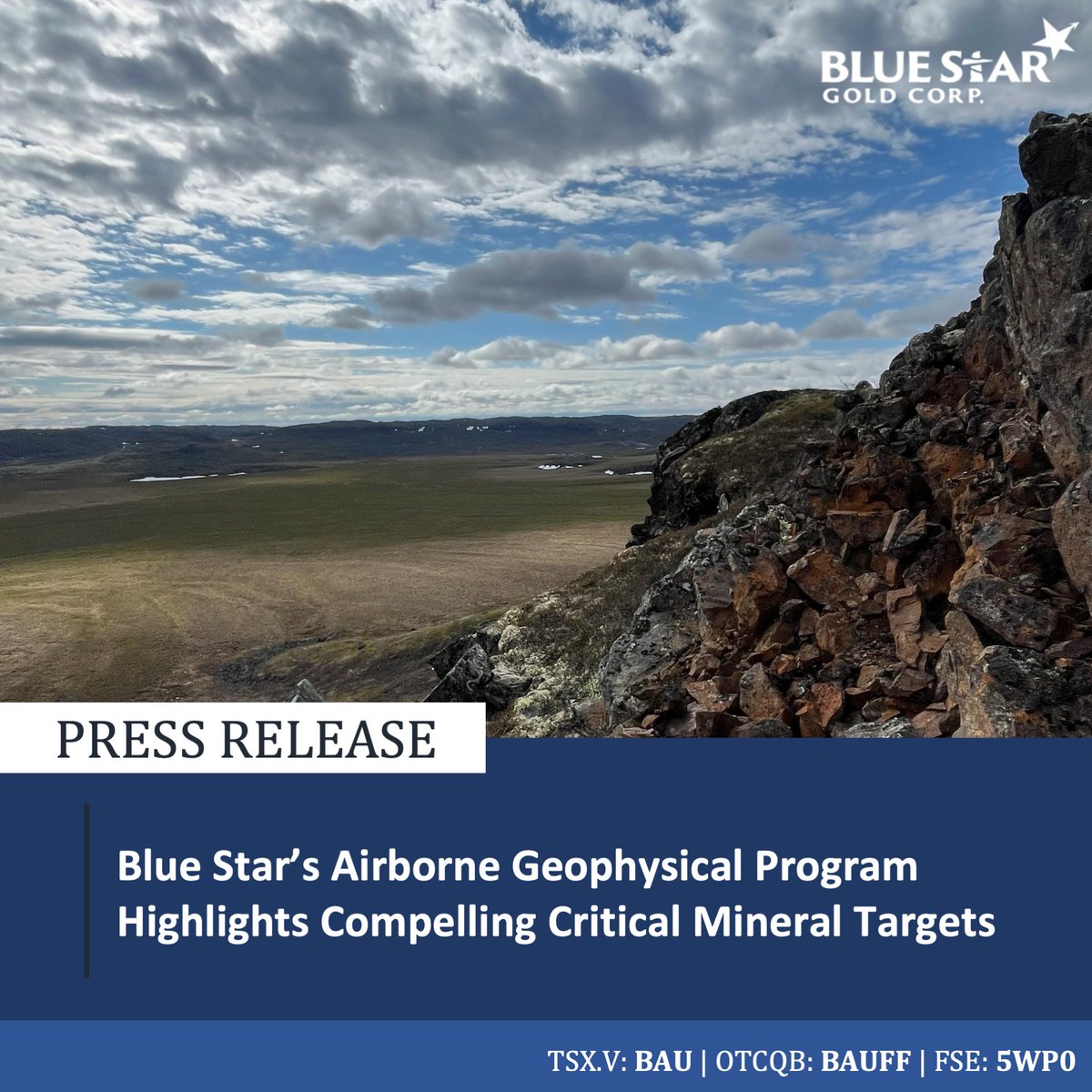 BlueStarGold1's tweet photo. Blue Star’s new SkyTEM airborne survey data has revealed multiple compelling critical mineral targets at the Roma Project in Nunavut’s West Kitikmeot Region. https://t.co/U6YO5PVEfP

#BlueStarGold #GoldMining #GoldExploration #Gold #MineralExploration https://t.co/88kq7w2U4U