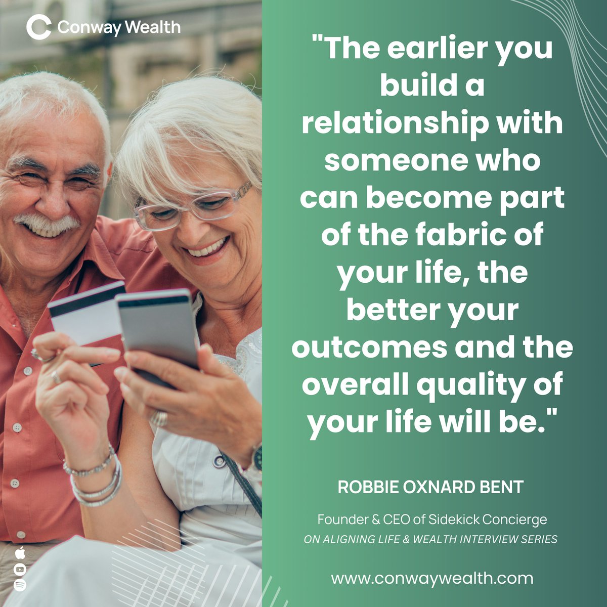 ConwayWealth's tweet photo. Transformations occur when you connect with the right people. Shared values align your life and wealth.

Explore insights from Robbie Oxnard Bent, CEO of Sidekick Concierge, in our latest episode. Watch now! 🎥👇
https://t.co/2NTxmJI72z

#AlignLifeAndWealth #IntentionalLiving https://t.co/6lM5rpfMHU