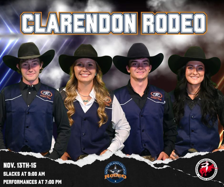 spctexans's tweet photo. It’s rodeo weekend, Texans! The SPC Rodeo Team is wrapping up the semester at Clarendon College!

🕖 Performances: Thurs–Sat @ 7 PM
🌅 Slack: Fri &amp; Sat @ 9 AM

Follow along on all our pages for updates and results! Let’s go, Texans &amp; Lady Texans! 🤠🔥
#spcrodeo #rodeotime https://t.co/jc5WFtGb39