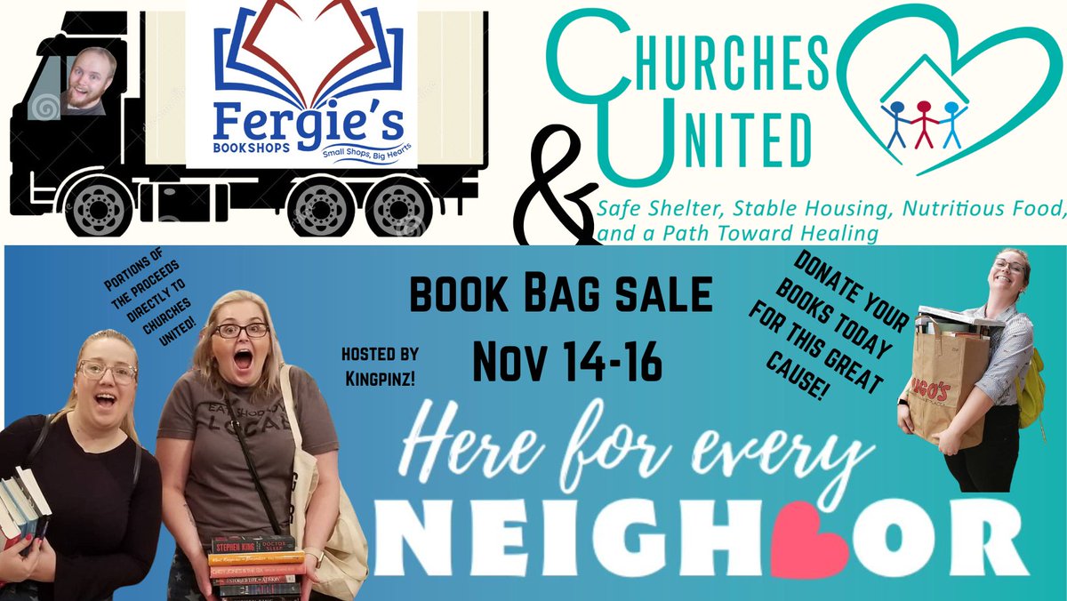 FergsBooks's tweet photo. 📚 Our BIGGEST &amp; LAST Bag Sale —starts TOMORROW at Kingpinz! - https://t.co/WXgwOIZ5yK https://t.co/j5PrTRfeLL