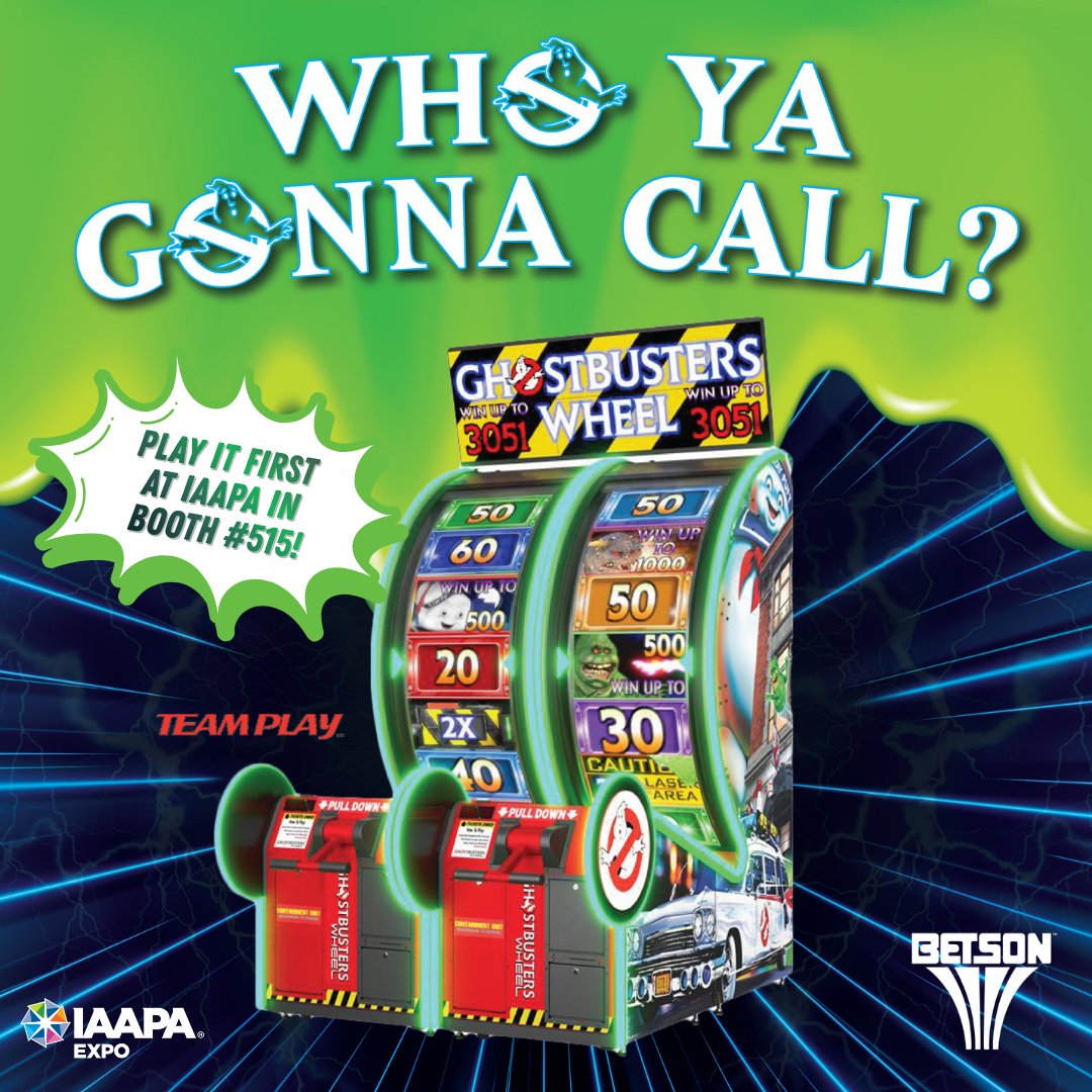 BetsonSolutions's tweet image. We’re bringing the Ghostbusters Wheel from Team Play Inc. to booth 515 at the IAAPA Expo. The 2-player wheel, the bright Ghostbusters characters, and the bold cabinet design stop people in their tracks.