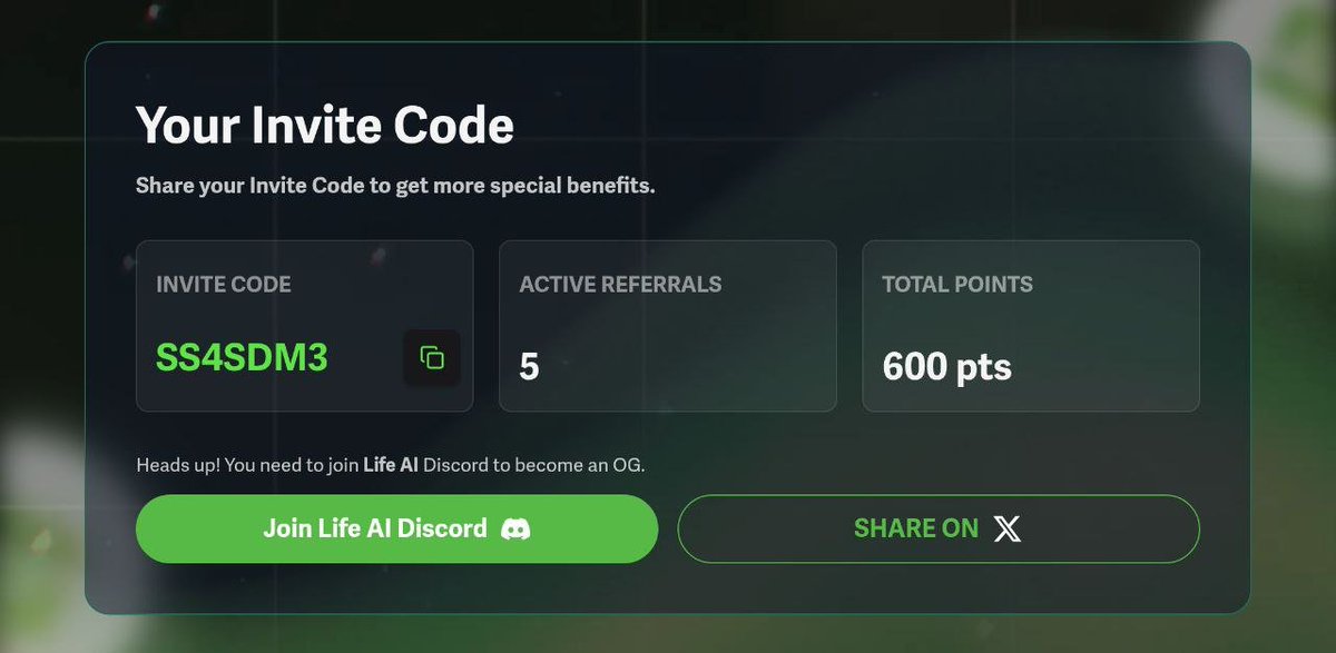 LifeNetwork_AI's tweet photo. 🔥 Life AI OG Codes Are Almost Gone!

Our OG Codes were nearly all claimed within the first few hours! 

💌 Invite Codes are still available with no limit. Use them to join Life AI or invite friends anytime.

🔗 Register Now: https://t.co/qoRZLQvtCx https://t.co/oPwfYWxs5D