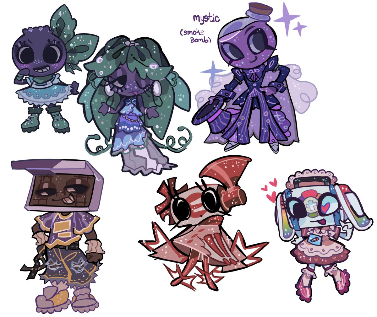 aetheriarx's tweet image. Old concept design of in-game items as toons! Ignore blueberries #dandysworld