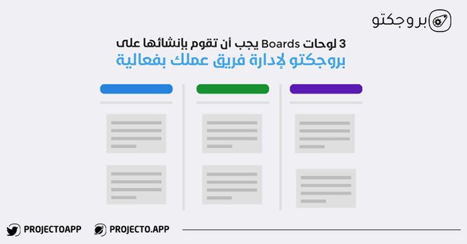 ProjectoApp's tweet image. - لوحة الاجتماعات الأسبوعية، تشمل أجندة مسبقة لكل اجتماع وتقرير ختامي.
- لوحة العصف الذهني (السبورة الافتراضية) لمشاركة وتبادل الأفكار.
- لوحة المهام اليومية.

جرِّب #بروجكتو أسهل نظام لإدارة المشاريع
projecto.app/ar

#PMP
#إدارة_المشاريع
 #تقنية