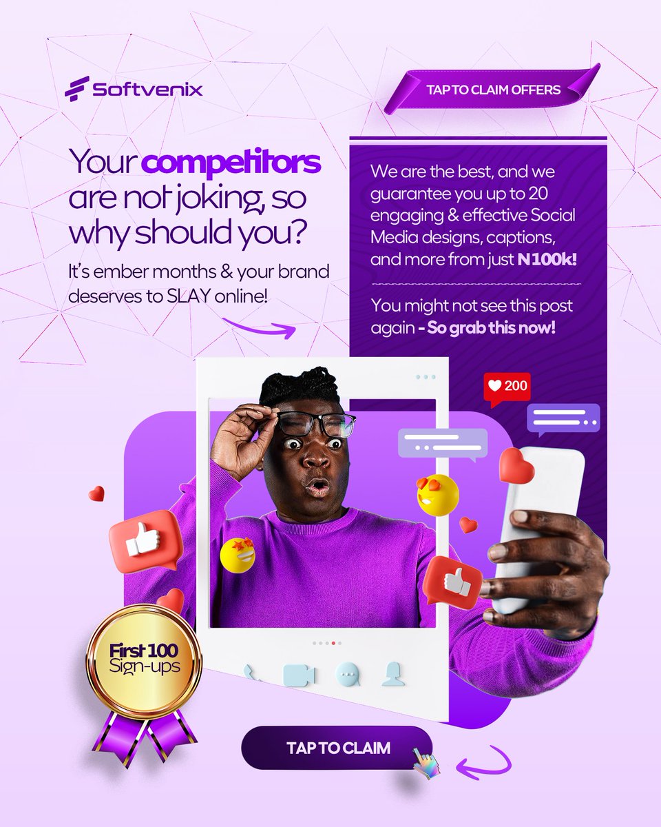SoftVenix's tweet photo. TAP TO CLAIM OFFERS!

Checkout our offers for these premium services starting from NGN100,000 at just one Tap https://t.co/KrXjOZDU8w
.
.
#Softvenix #DigitalAgency #business #Startups #Lagos #Graphicdesign #ecommerce #onlineshopping #MotionDesign #WebDevelopment #ProductDesign https://t.co/6QeXW8WS4q