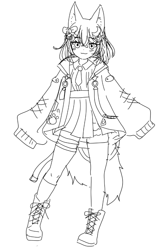 yuta_kotatsu's tweet photo. キービジュにしようと思っているラフ（棒立ちより映えるかなぁ～と思って）
ただし絵柄安定しないマンなので、清書したらLive2Dモデルと別人になる可能性がある。 https://t.co/NQwwEGOqvY