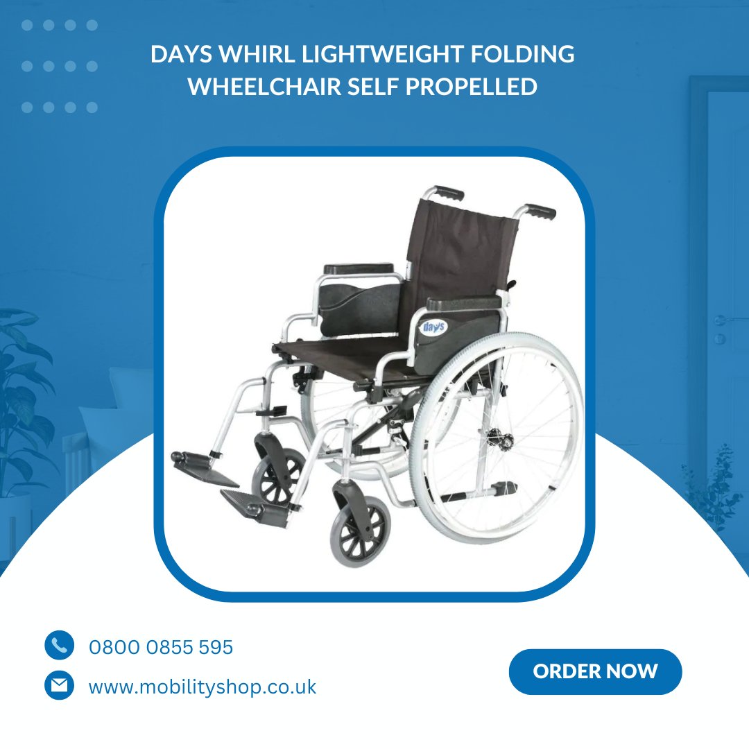 mobilityshop_'s tweet image. Freedom in Motion. 

The Days Whirl Self-Propelled Wheelchair is lightweight, folding, &amp;amp; Crash Tested for safe transit. Featuring quick-release wheels for easy car storage.

Independence today.

Buy Here: mobilityshop.co.uk/days-whirl-lig…

#DaysWhirl #SelfPropelled #CrashTested #MobilityUK