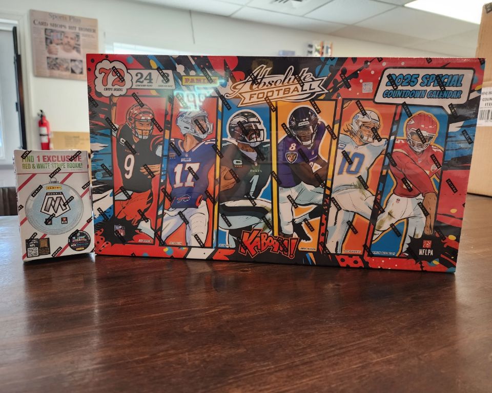 Fresh holiday stock at the shop!  Mosaic holiday and 2025 Football holiday calendars are now in stock!  

#SCJ #TradingCards #WhoDoYouCollect #TheHobby #SportsCards #Collecting #HobbyShop #SUPPORTYOURLCS