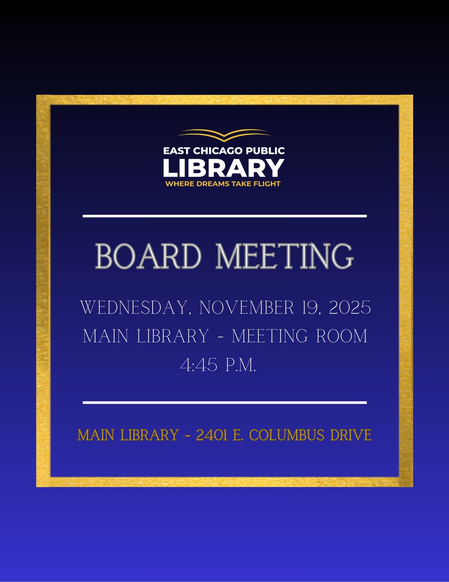 ECPublicLibrary's tweet image. Upcoming monthly scheduled meetings! Closed to the public.