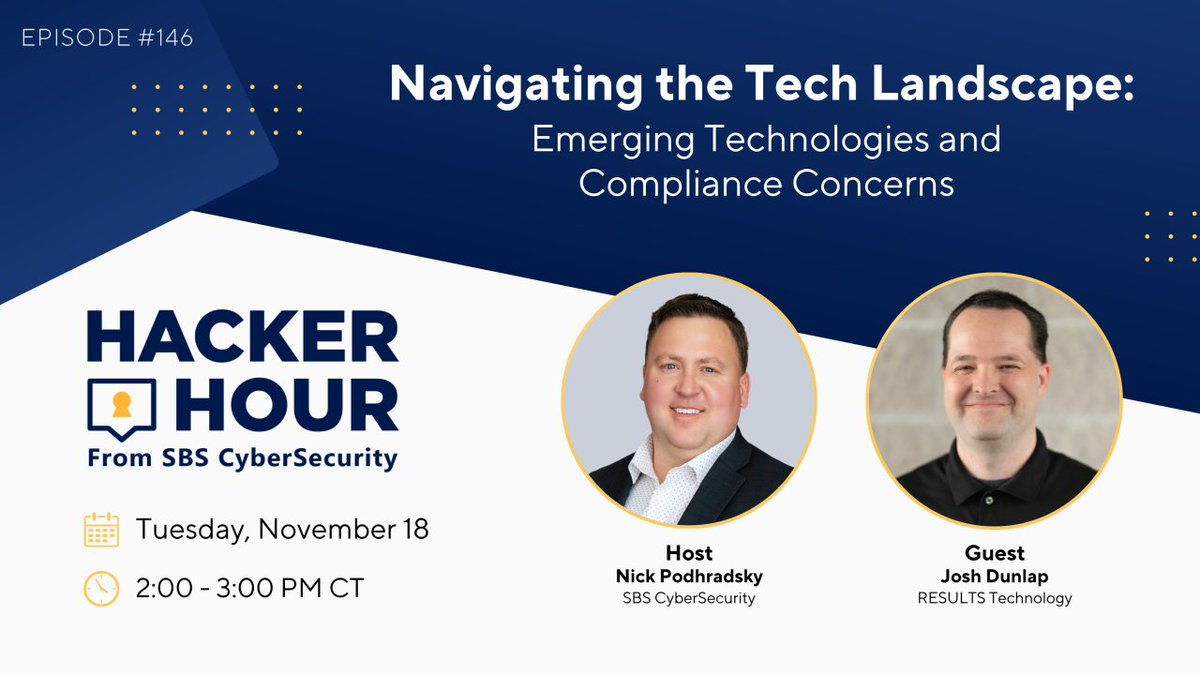 RESULTSTechKS's tweet image. There&apos;s still time to register! Don&apos;t miss SBS CyberSecurity and Results Technology as we explore AI, biometric authentication, cryptocurrency and IoT technologies, and how they can affect your business. Register today! ow.ly/TVBU50XmCCL