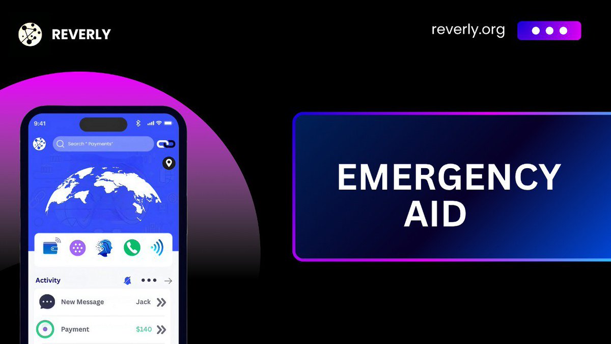 Reverlyapp's tweet photo. Emergency Aid Payments 🚨
In refuge and disaster zones, aid shouldn’t stop when the internet does. Reverly’s offline wallet enables secure crypto micro-payments and peer-to-peer transfers, keeping help and hope moving when everything else breaks.

$COTI #BTC #reverly #ETH https://t.co/T3qU77CTkP