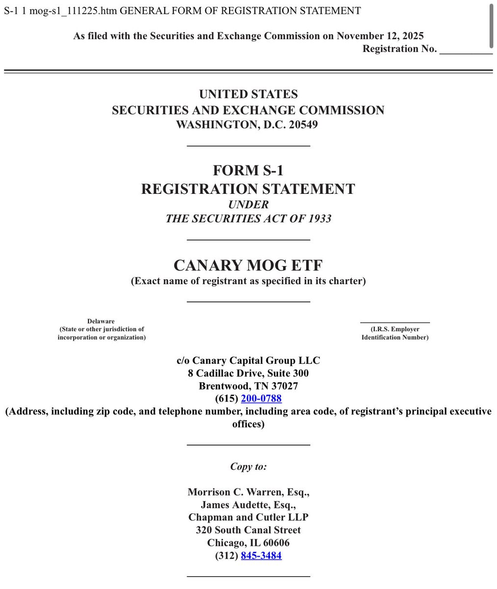 GM <a href="/heyibinance/">Yi He</a> <a href="/_RichardTeng/">Richard Teng</a> 

As a longtime Binance user, I have a sincere request for you.

Canary Capital has gotten spot ETFs for $XRP, $LTC, and $HBAR listed on the Nasdaq. Yesterday, they filed for a $MOG ETF.

$MOG is currently trading at a $150m FDV. If you list $MOG for