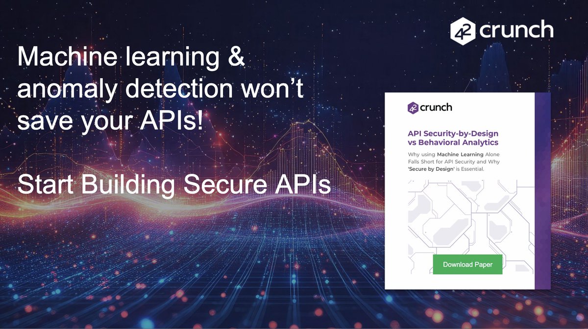 42crunch's tweet image. API security-by-design is the only way to fully protect your APIs. API Behavior Monitoring, Anomaly detection and Machine learning … is all just guesswork! Check out the comparative whitepaper now.
42crunch.com/security-by-de…

#apisecurity