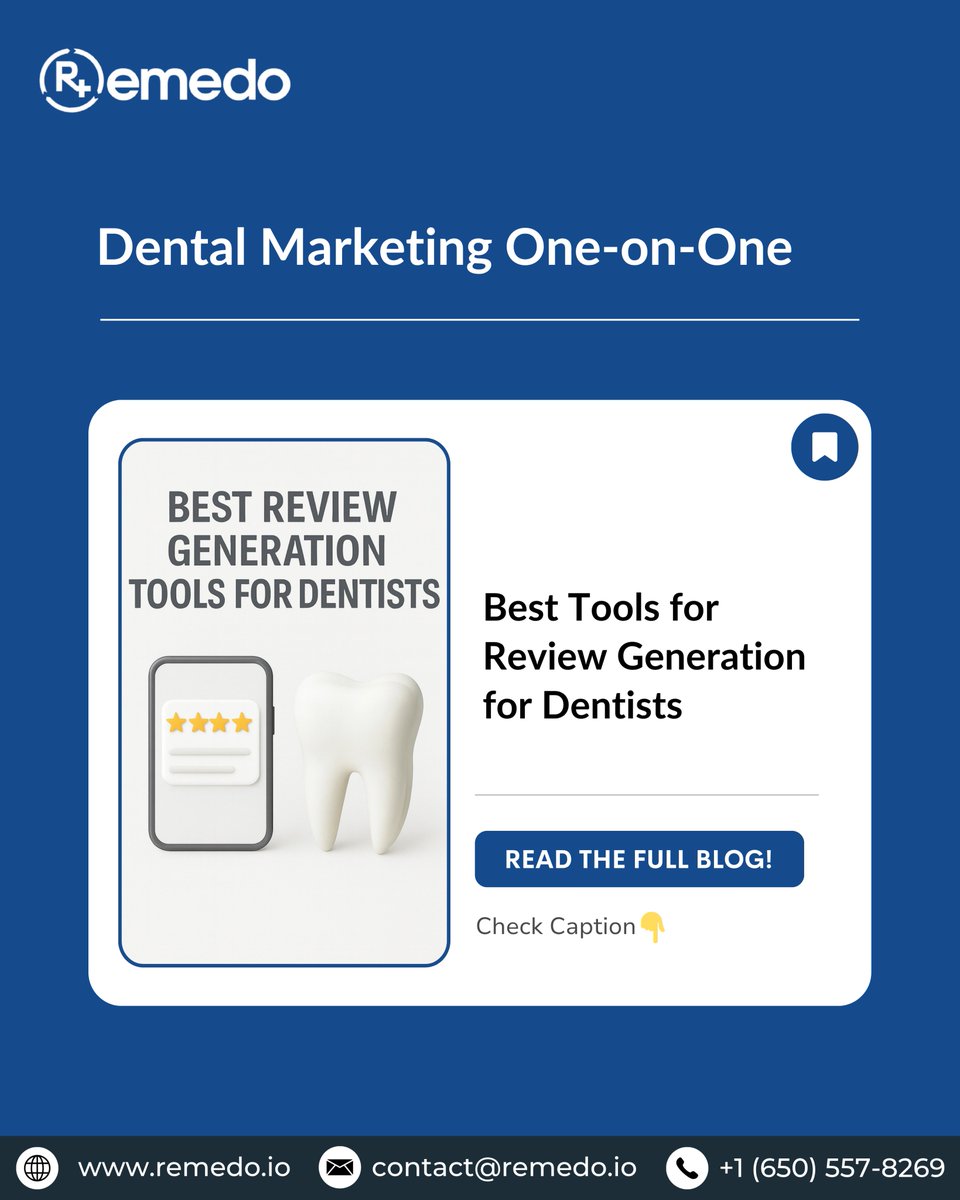remedo_io's tweet image. ⭐ Best Tools for Review Generation for Dentists
Patient reviews have the potential to ignite your...

👉 Read the full blog: linkly.link/2KmqZ
.
#DentalReputation #PatientReviews #DentistTools #DentalMarketingTips #Remedo