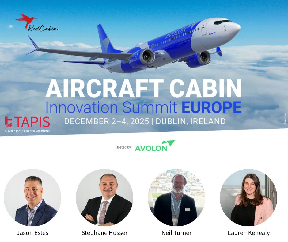 tapiscorp's tweet photo. We are just under three weeks until the RedCabin Aircraft Cabin Innovation Summit! This esteemed event will take place at in Dublin, IE this year, hosted by Avolon. 

Representing Tapis will be Jason, Stephane, Neil, and Lauren. 

Looking forward to seeing you there! https://t.co/XmThuA0Nwb