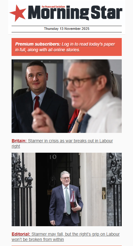 Labour4S's tweet image. Reject the capitalist variants and receive a daily dose of socialism in your inbox. Sign up to the free Morning Star daily newsletter here: morningstaronline.us19.list-manage.com/subscribe/post…