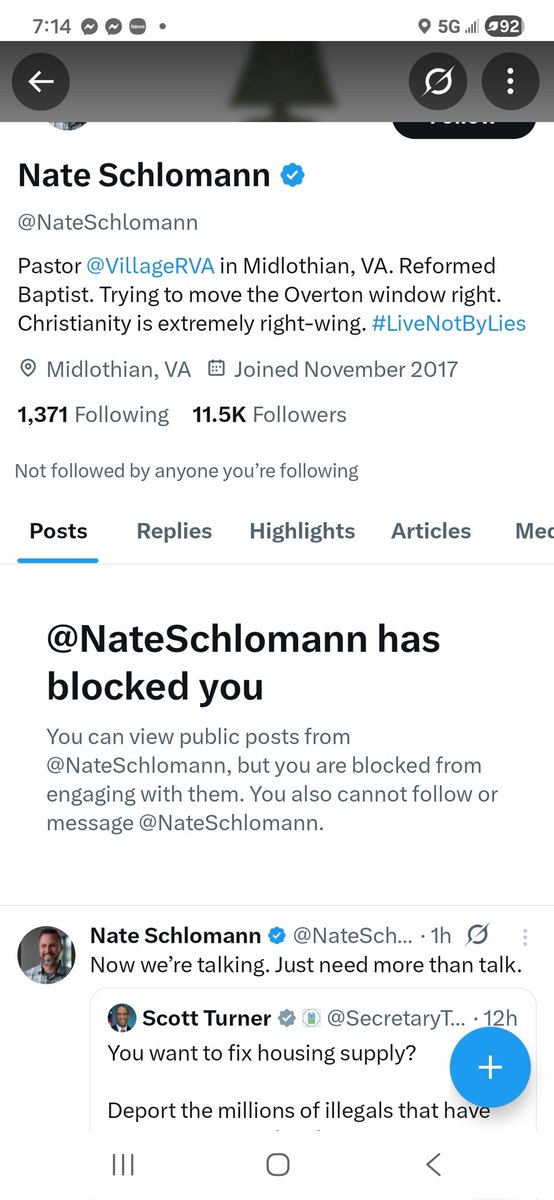 This <a href="/NateSchlomann/">Nate Schlomann</a> guy is a right-wing charlatan who claims to be a preacher but justifies a lack of compassion for immigrants.

His position has no Biblical support.

I called him out.

He blocked me.