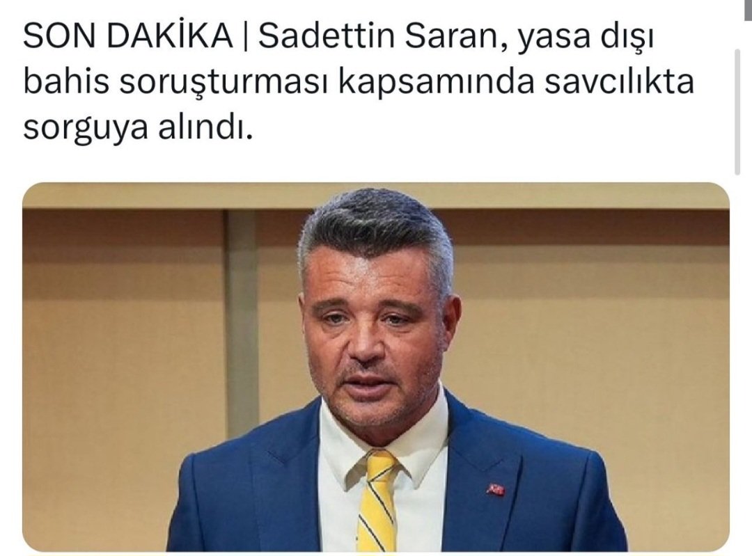 Bahis nedeniyle PFDK'ya sevk edilen Eren Elmalı 45 gün hak mahremiyeti aldıysa 2 ay öncesine kadar bahis sitesi bulunan Fenerbahçe Başkanı Sadettin Saran'ın Fenerbahçe Kulüp Başkanlığı yapabiliyor olması TFF'nin malum camiayı koruyup kolladığının kanıtıdır..