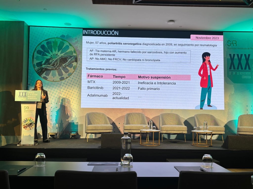 ¡Comenzamos el XXX Congreso de la Sociedad Andaluza de Reumatología! 🎓 Nuestra R4, la Dra. Mónica Rico, ha participado en la jornada precongreso presentando un caso ciego #SAR2025 <a href="/HUReinaSofia/">Hospital Universitario Reina Sofía</a> <a href="/IMIBIC/">IMIBIC</a>